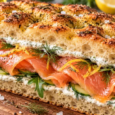 Focaccia au saumon, crème citronnée à l'aneth — 1